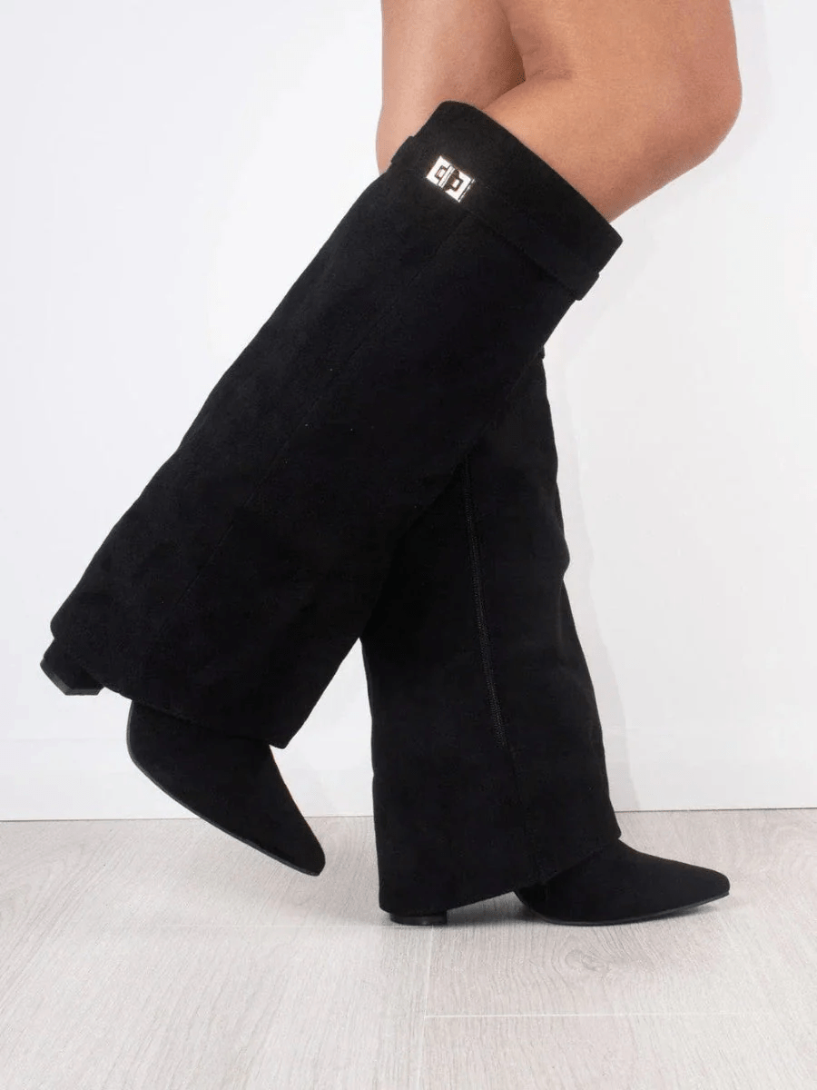 Schicke Kniehohe Stiefel mit Umschlag für Damen - Livezo