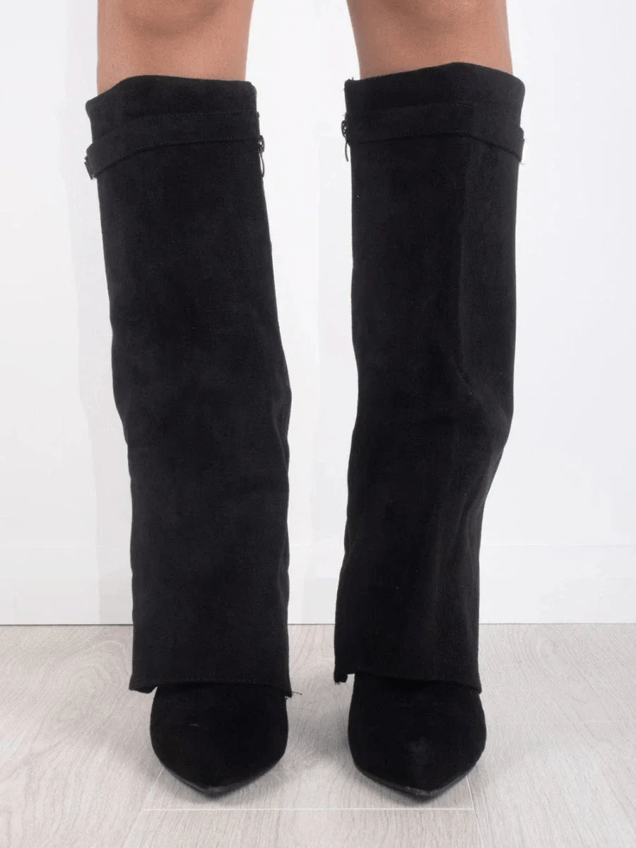 Schicke Kniehohe Stiefel mit Umschlag für Damen - Livezo