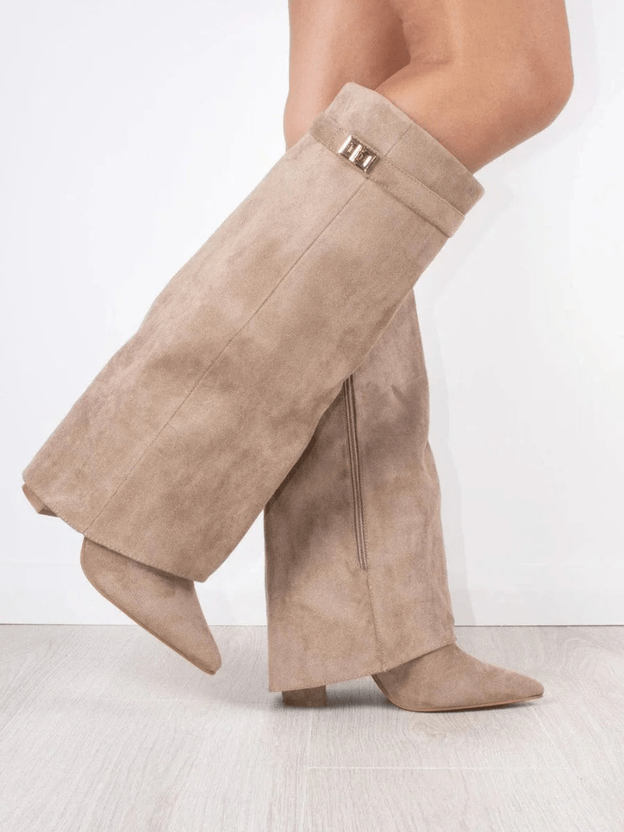 Schicke Kniehohe Stiefel mit Umschlag für Damen - Livezo