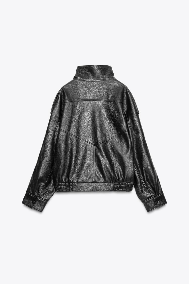 Schwarze Jacke aus Kunstleder - Livezo