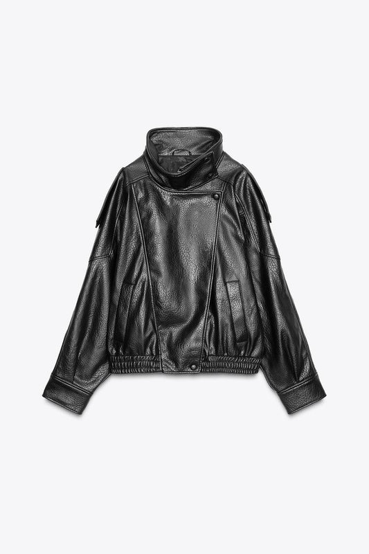 Schwarze Jacke aus Kunstleder - Livezo