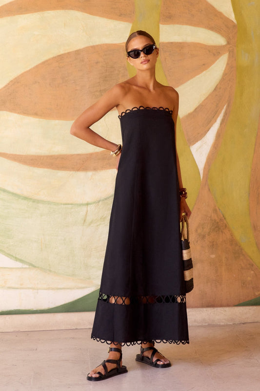 Schwarzes Ärmelloses Gina Kleid - Livezo