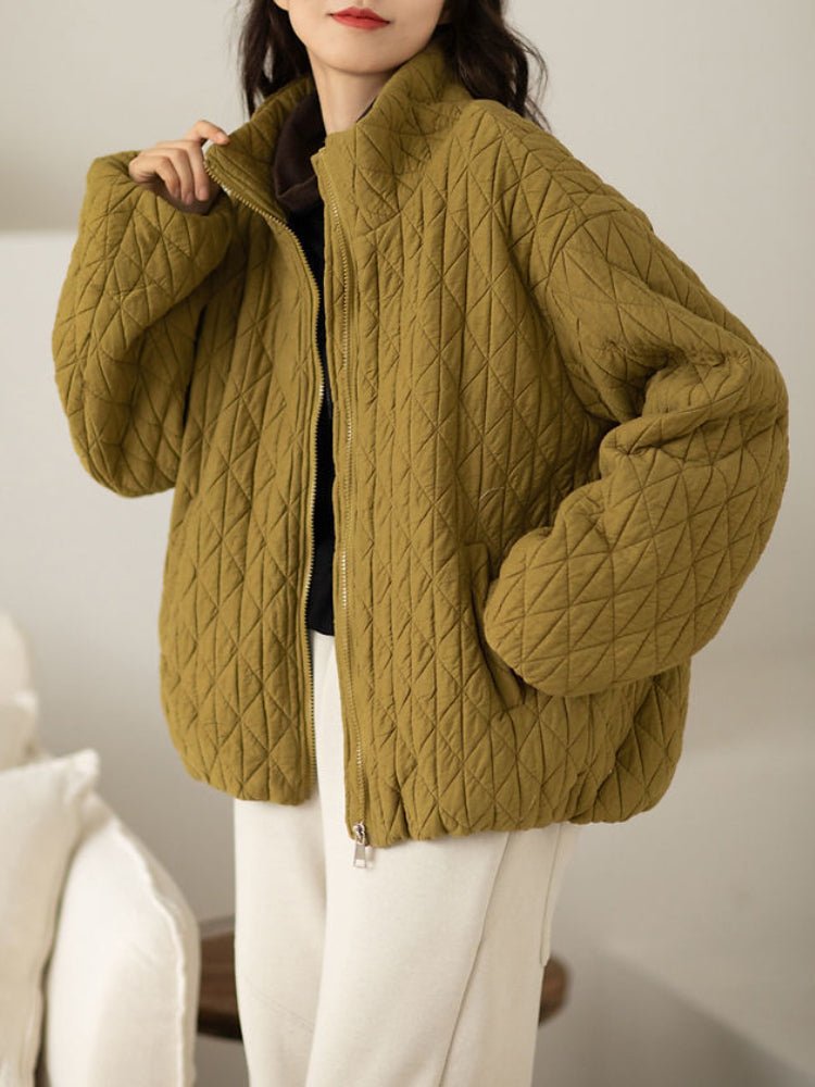 Strukturierte Jacke mit Stehkragen und Seitentaschen - Livezo