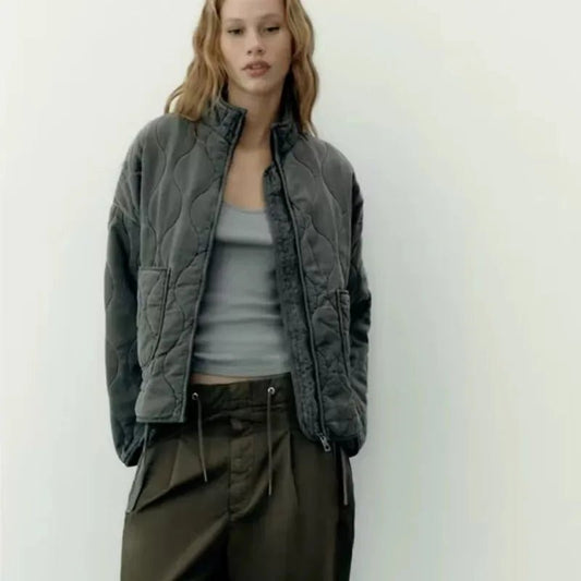 Vintage Steppjacke mit klassischer Steppnaht - Detailierung - Livezo