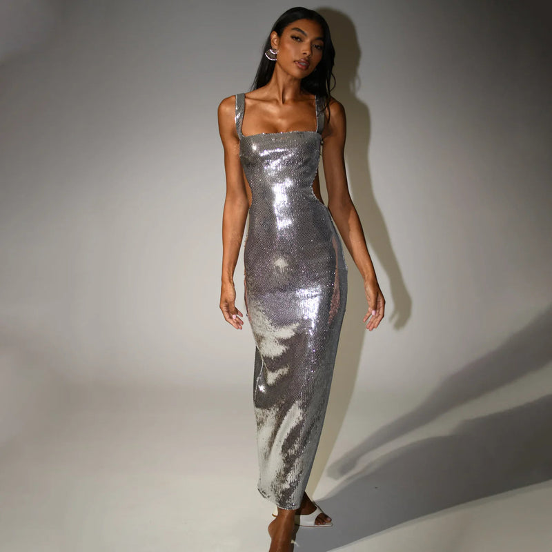 Shay Pailletten-Maxikleid mit Cut-Outs