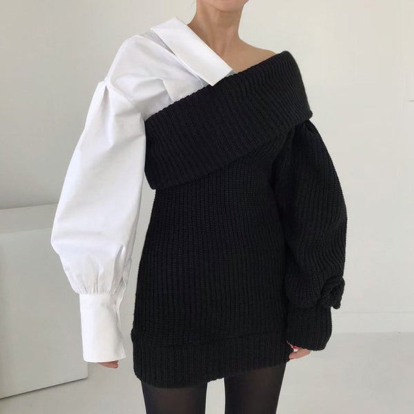 Patchwork Strickkleid