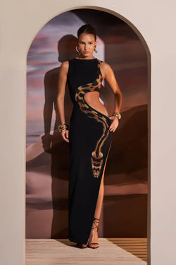 Maxikleid ‚Fierce Elegance‘ mit Schlangen-Design