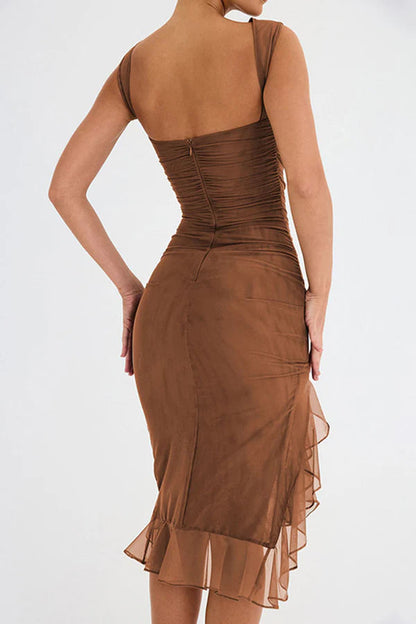 Midi-Kleid mit Rüschen für Damen