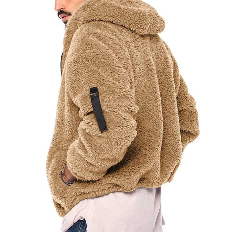 Ben - Herren Fleece-Teddy-Jacke mit Kapuze und Reißverschluss