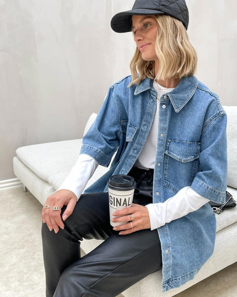 Oversized Jeanshemd-Jacke
