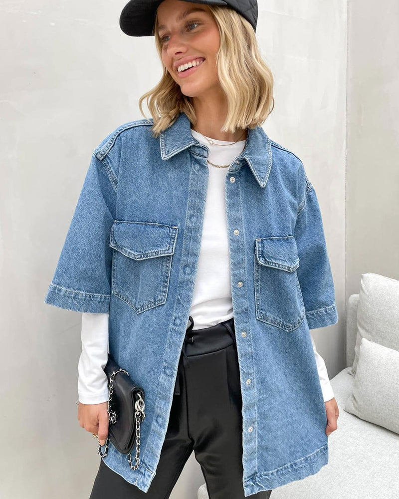 Oversized Jeanshemd-Jacke