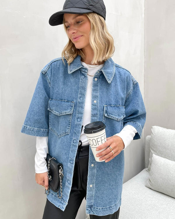 Oversized Jeanshemd-Jacke