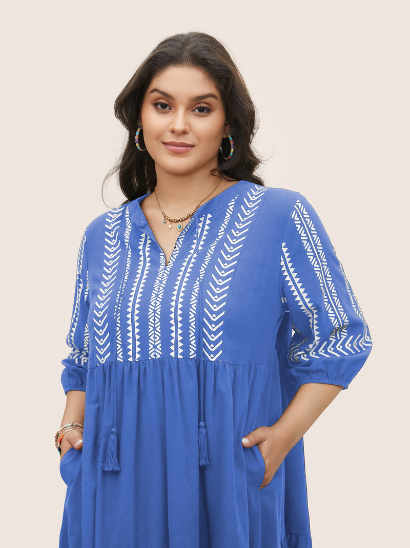 Boho Besticktes Midi-Kleid