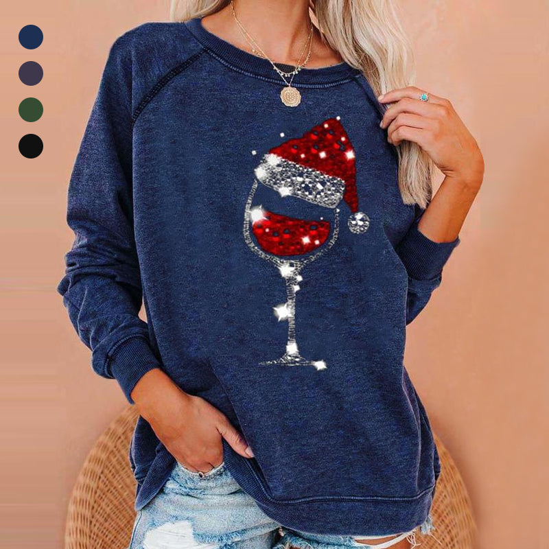 MerryGlass - Sweatshirt mit Weinglas-Print