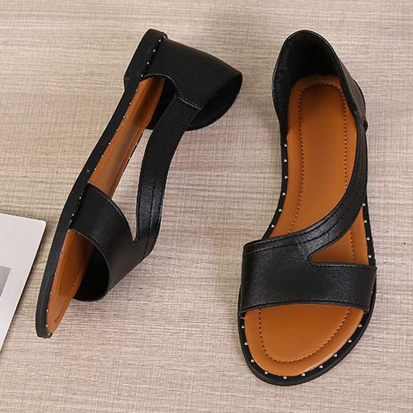 Damen Sandalen mit offener Spitze und flacher Sohle