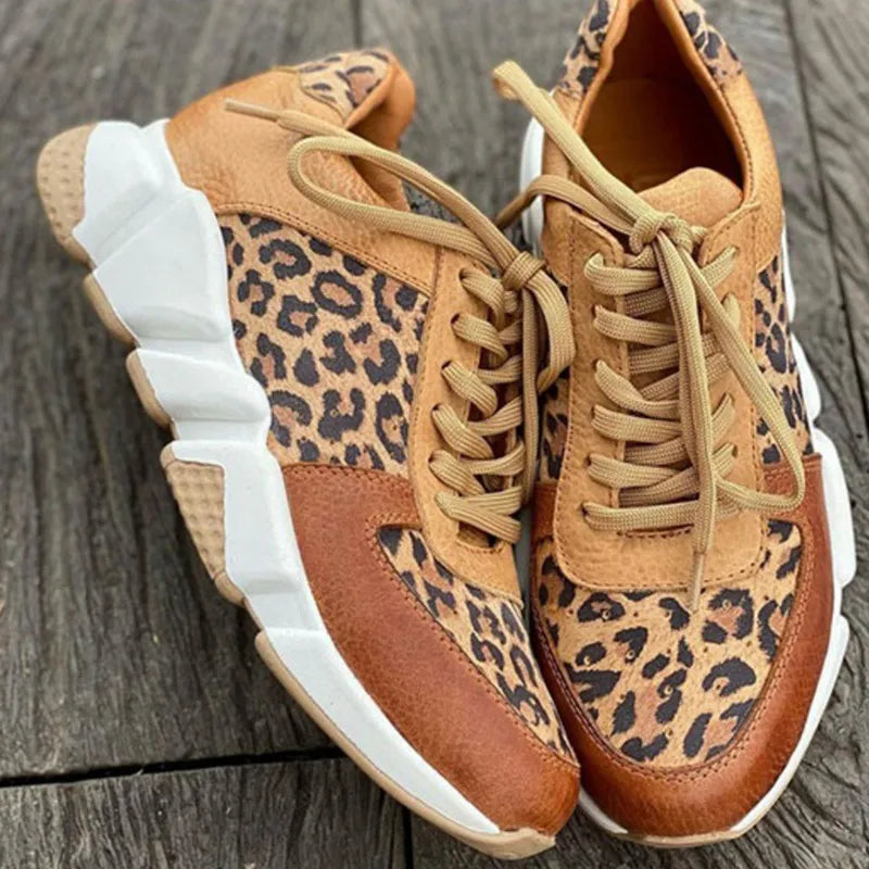 Lily - Lässige vulkanisierte Leopard Sneakers mit dicken Sohlen