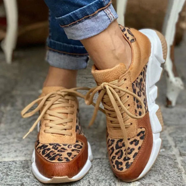 Lily - Lässige vulkanisierte Leopard Sneakers mit dicken Sohlen