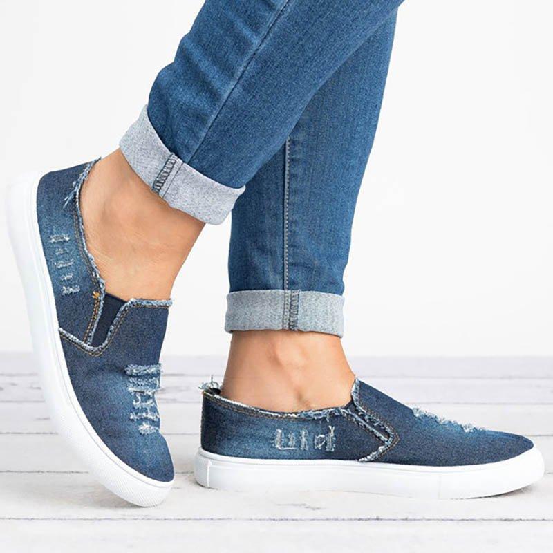 Denim Slip-on Sneakers - Denim-Tage, bequemer Style!