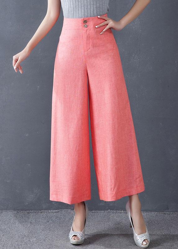 Blaue High-Waist-Hose mit weitem Bein und Knopfdetail für den Herbst