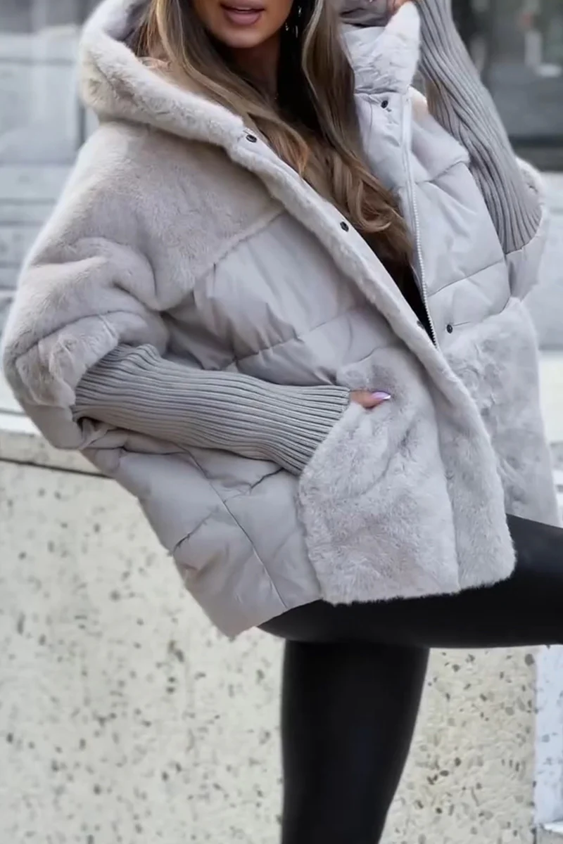 Aurora Damen Winter Mehrfarbige Kapuzen Thermojacke