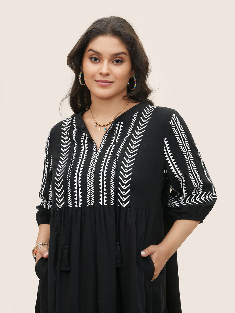 Boho Besticktes Midi-Kleid