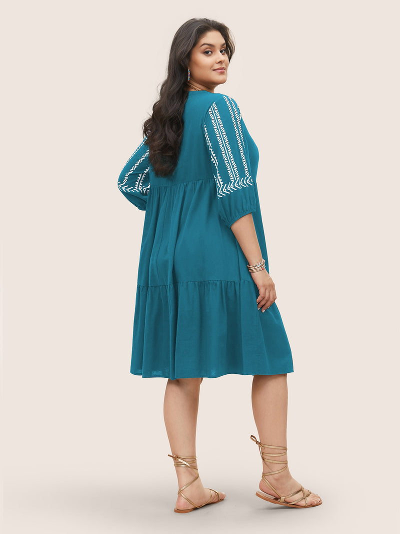 Boho Besticktes Midi-Kleid