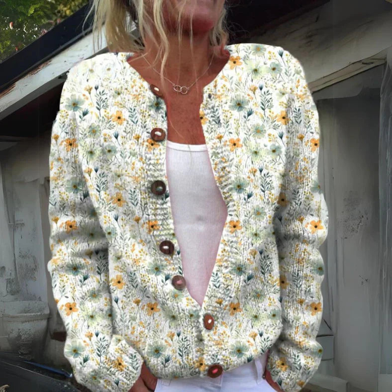 Floral Print Cardigan- Zeitloser Stil, perfekt für jede Saison