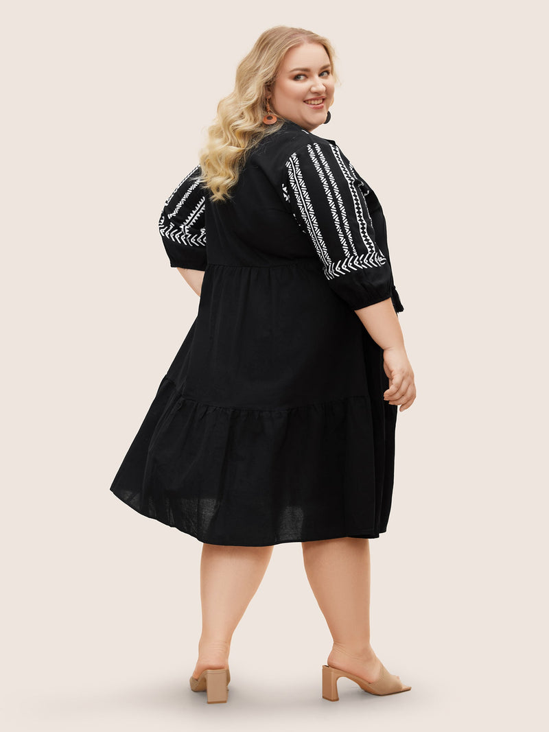 Boho Besticktes Midi-Kleid