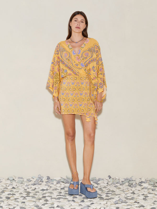 Darjeeling Seiden-Mini-Roben-Kleid