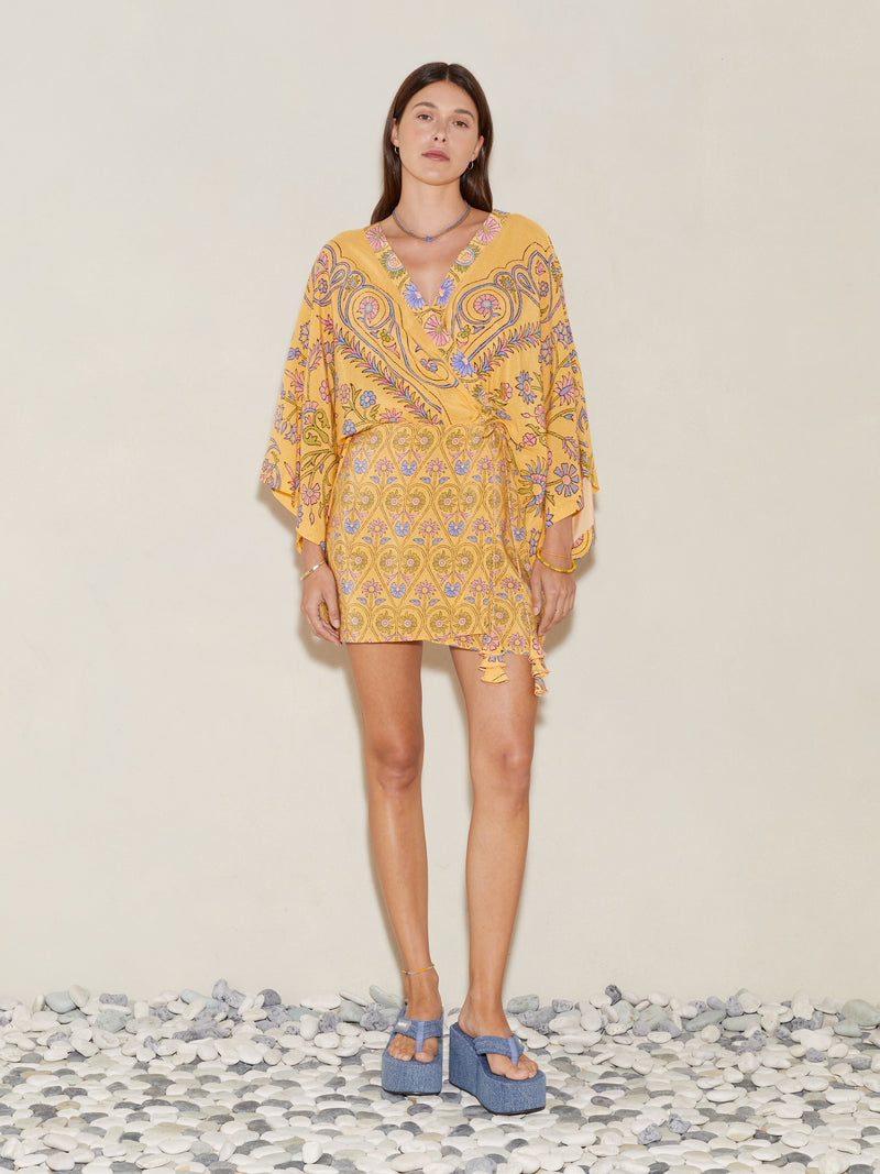 Darjeeling Seiden-Mini-Roben-Kleid