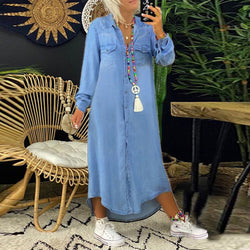 Amira Blue-Kleid mit langen Ärmeln