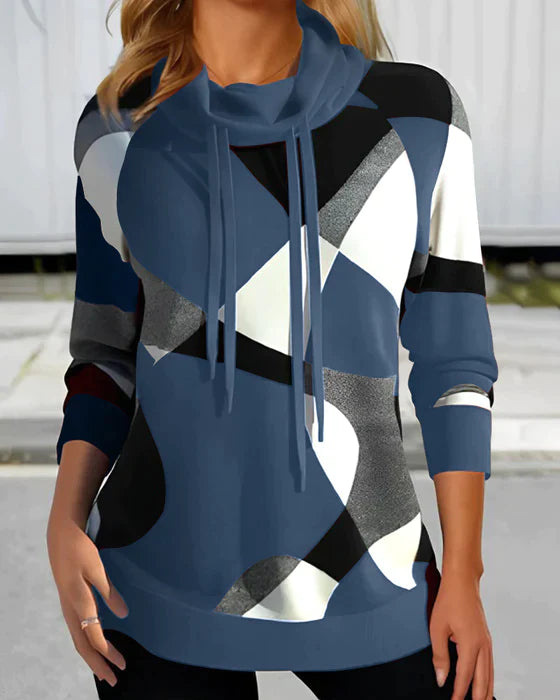 Tery - High collar contrast hooded top