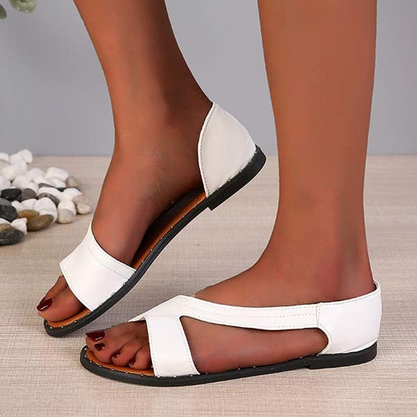 Damen Sandalen mit offener Spitze und flacher Sohle