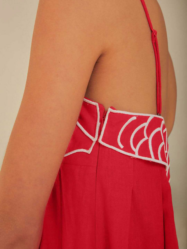 Fisch Top Leinenmischung Maxikleid