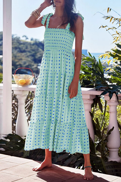 Bedrucktes Trägerkleid mit Patchwork im urbanen Stil