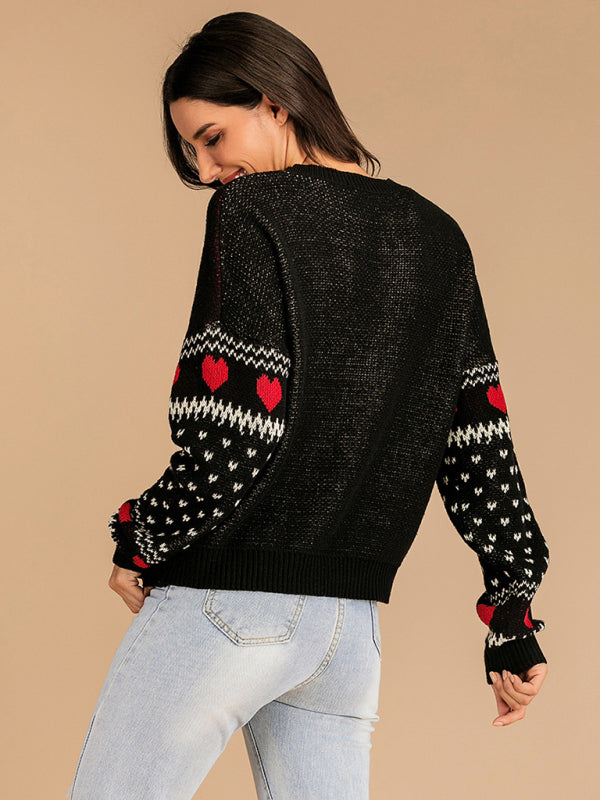 Rentier Jacquard Strick Weihnachts Pullover