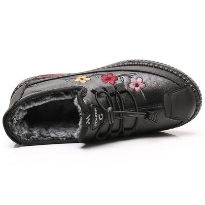Bequeme Fleece-gefütterte Wasserdichte Schuhe mit Blumenstickerei