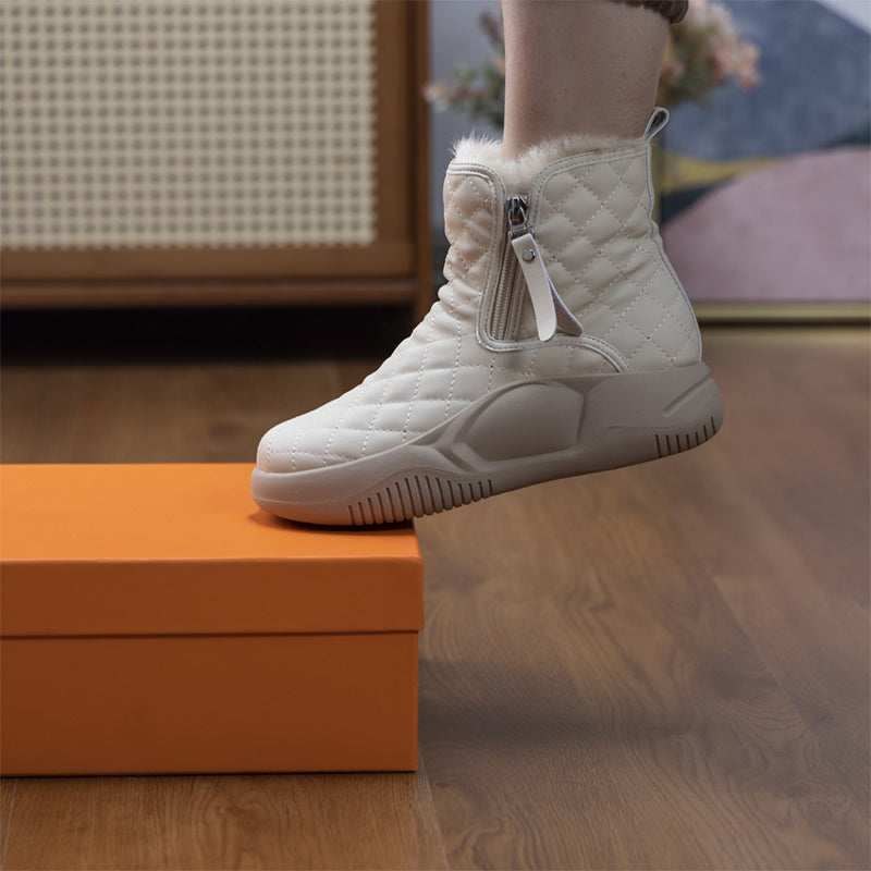 Damen Gemütliche Warme Winterstiefel mit Dicker Sohle
