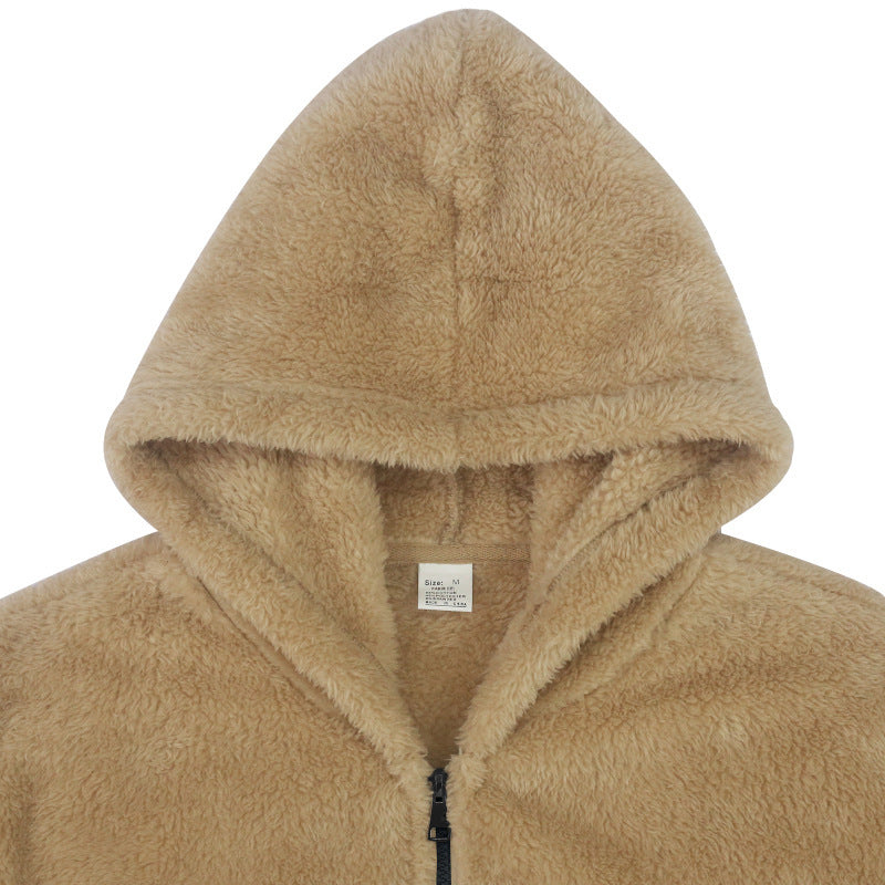 Ben - Herren Fleece-Teddy-Jacke mit Kapuze und Reißverschluss