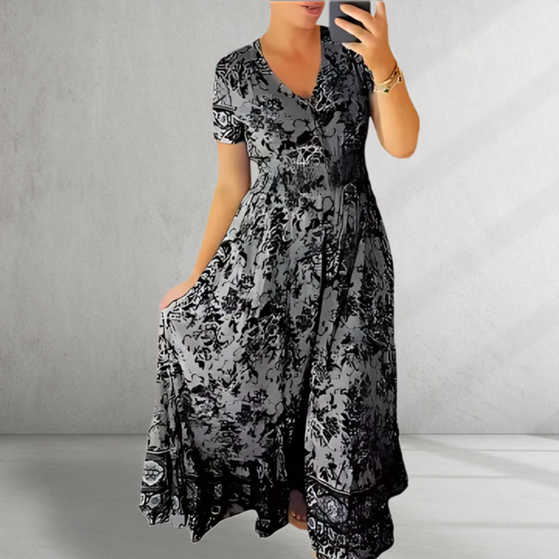 Sienna | Elegant V-Neck Print Dress- Dein perfektes Kleid für jeden Tag!