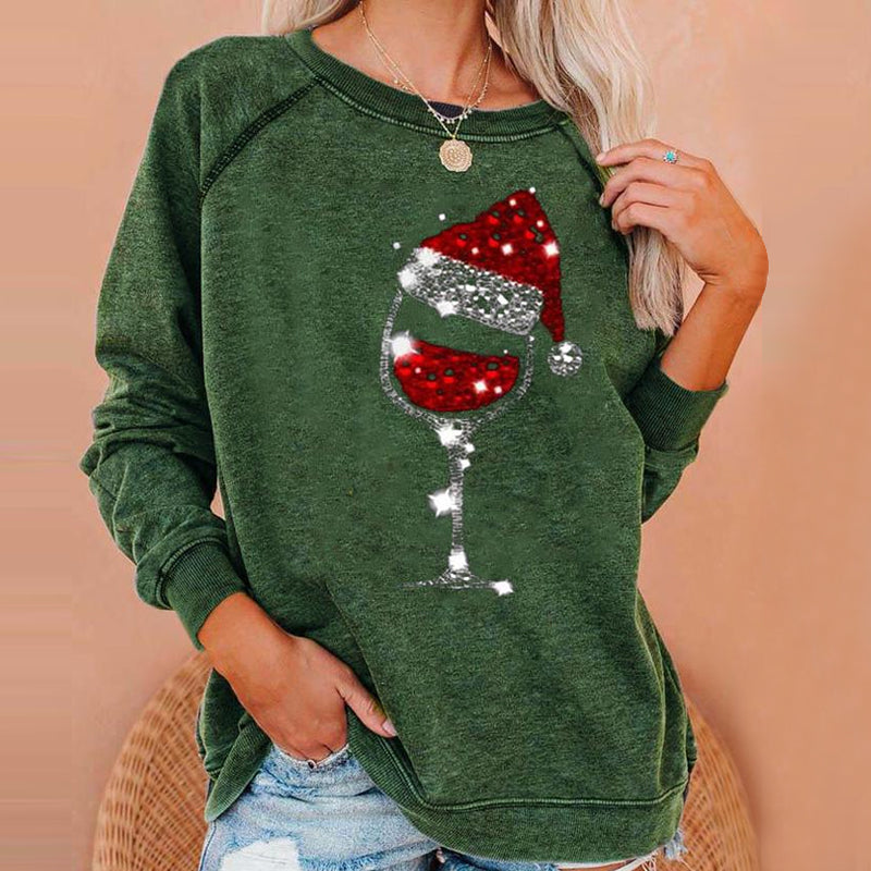 MerryGlass - Sweatshirt mit Weinglas-Print