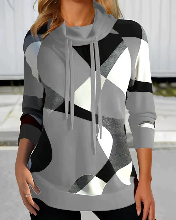 Tery - High collar contrast hooded top