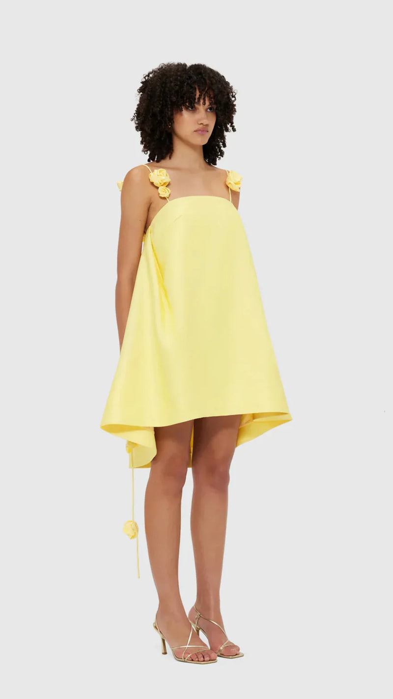 Verspielt und schmeichelhaft Silhouette 3D Rosen Drapierung Träger A-Linie Mini Kleid