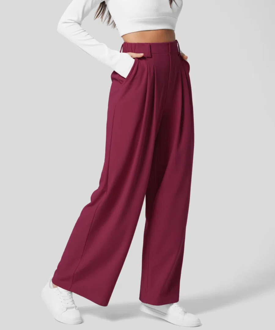 Elegante hoch taillierte elastische Hose