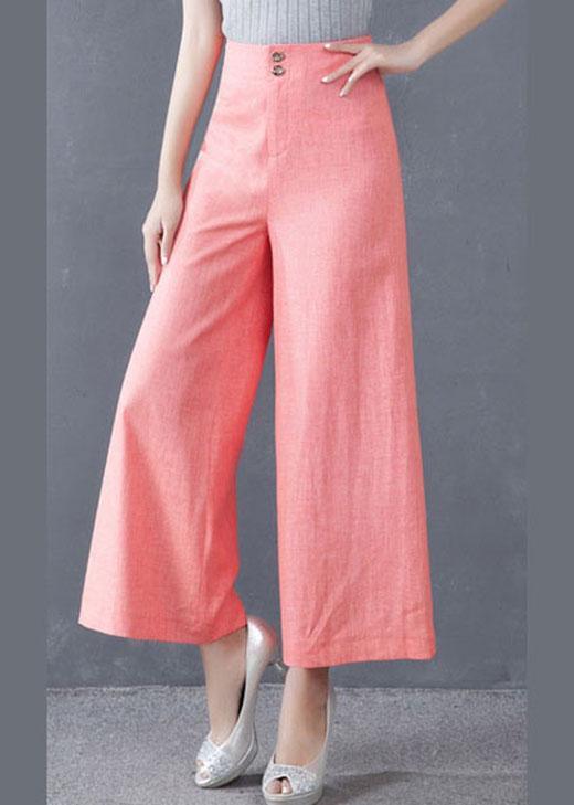 Blaue High-Waist-Hose mit weitem Bein und Knopfdetail für den Herbst