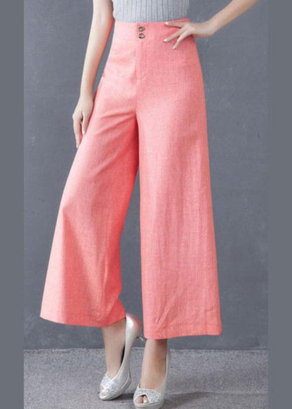 Blaue High-Waist-Hose mit weitem Bein und Knopfdetail für den Herbst