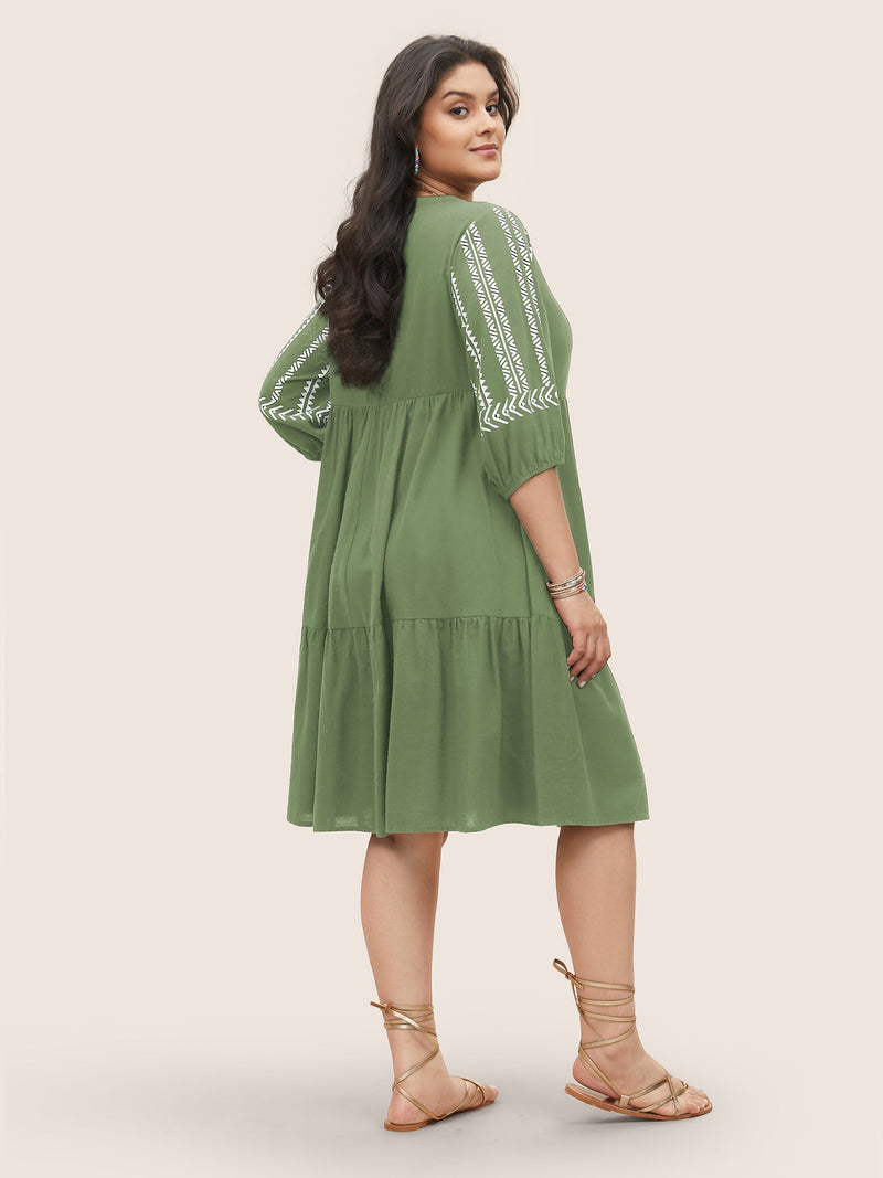 Boho Besticktes Midi-Kleid