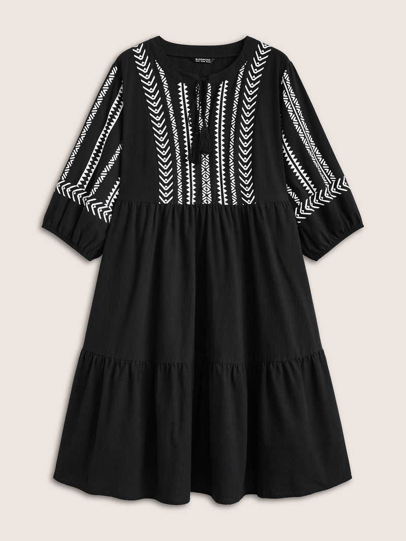 Boho Besticktes Midi-Kleid