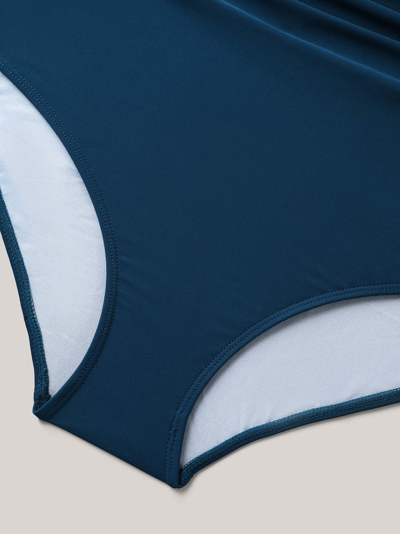 Überkreuzter Ausschnitt Gürteltau One-Piece Badeanzug