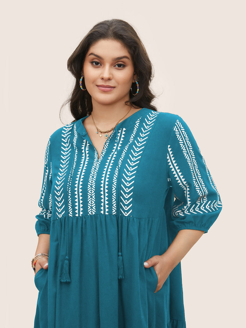 Boho Besticktes Midi-Kleid